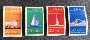 【外国切手】ドイツ　1972年　第５次ミュンヘンオリンピック　４種完　未使用♪