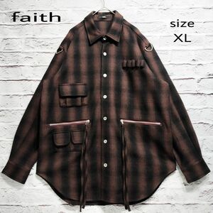 【美品】faith tokyo y2k オンブレチェックシャツジャケット