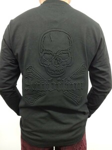 BeAmbition ビーアンビション　Ｔ28201　 M　 黒　 スカル エンボス Ｖネック長袖Ｔシャツ　 Ｂ　 新品　 送料無料 50%OFF