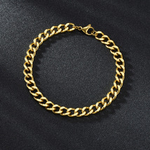 Bracelet 18k Gold Plated 鍍金 22cm 金 チェーン ブレスレット ゴールド メンズ レディース 302_画像2