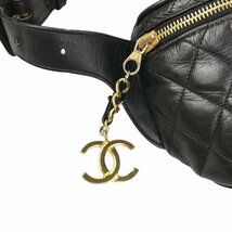 【1円～】シャネル CHANEL バッグ ウエストバッグ ラムスキン ココマーク ゴールド金具 ブラック 中古_画像7