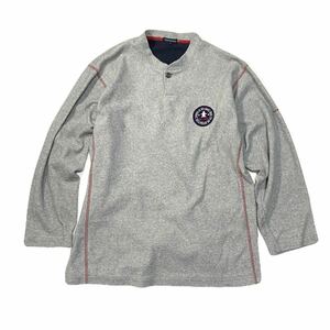 ◆マンシング/フリースプルオーバーシャツ/ゴルフ/GOLF/MUNSING WEAR/ワッペンロゴ/メンズL/グレー