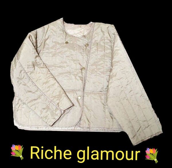 【Riche glamour】リップストップ ショート キルトジャケット　 薄手　軽め　Mサイズ