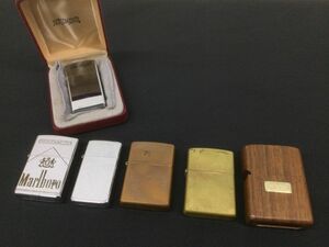 D543-60【ZIPPO6点まとめ】ジッポー/Slim Venetian スリム ベネチアン/木製ケース ウォールナット/逆刻印/1992年 2002年 2005年製/t