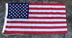 ビンテージ 星条旗 国旗 50スター 50星 刺繍 USA製 コットン フラッグ アメリカ インテリア 雑貨 アンティーク 中古