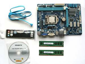 GIGABYTE H61MA-D3V LGA1155 第２世代IntelCPU用 IOパネル SATAケーブル２本 Core i3-2120 DDR3 2Gメモリ×２本付属 ジャンク　NC/NRで