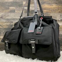 大容量● TUMI トゥミ トートバッグ ビジネスバッグ ワンショルダー レザー 革 ナイロン ダブルポケット 黒 ブラック A4 PC 肩掛け メンズ_画像1