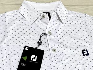 新品★FootJoy フットジョイ ダイヤ柄 吸汗速乾 4WAYストレッチ 半袖ポロシャツ★ホワイト★サイズXL★送料185円