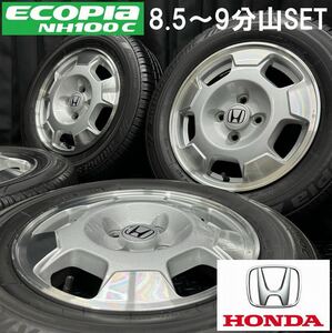 8.5～9分山★ブリヂストン ECOPIA NH100C 175/70R14&ホンダ シビックHV純正アルミ 4本 B240208-B3 フィット等 5.5J +45 4H 100/ホイールES9