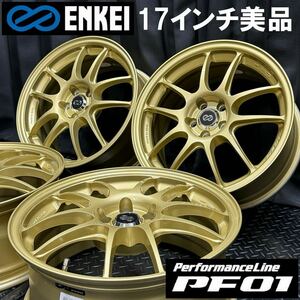 軽量美品★ENKEI PF01 17インチ 4本 №B240220-B5【7.5J +45 5H 100】プリウス 86 カローラスポーツ インプレッサ BRZ等 エンケイホイール