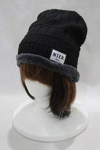 NieR Clothing / ニットキャップ 黒×グレー H-24-01-23-060-PU-AC-KB-ZT168