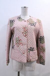 KANEKO ISAO / bouquet pattern quilting no color jacket pink I-24-02-07-039-EL-OP-HD-ZI