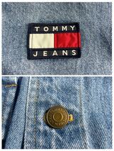 TOMMY HILFIGER『漢の背中』トミーヒルフィガー デニムジャケット 2XL相当 ロゴ刺繍 フラッグロゴ インディゴ カバーオール ジージャン 綿_画像9