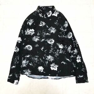 【送料360円】H&M エイチアンドエム 花柄シャツ レーヨン素材 総柄 男性用 メンズ Lサイズ 古着 長袖シャツ N-80