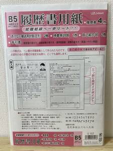 【即決】履歴書用紙　用紙4枚　透けない郵送用封筒2枚　持参用封筒1枚　自己紹介状2枚　手引書　B5判（B4・2つ折り）