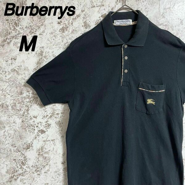【バーバリー】 Burberrys ノバチェック ポロシャツ　半袖　黒