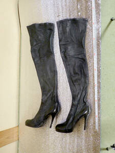 １９９．RICK OWENS ストレッチクロッチハイブーツ EU38.5（25cm相当）