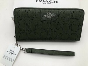 コーチ COACH 長財布 財布 パンチンググリーン 緑 ラウンドファスナーC4715 新品 未使用 贈り物財布 e100C