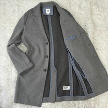 極美品【至極の逸品】GAP 肉厚 ヘリンボーン チェスターコート ギャップ Mサイズ グレー 本切羽 ロング丈 3B 美シルエット 通勤 紳士の風格_画像1