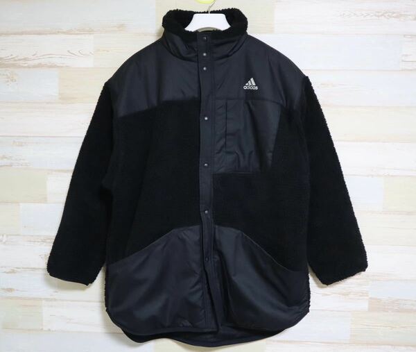 新品 定価12100円 Lサイズ adidas アディダス　メンズ　PRSVE ボア　フリースジャケット　ブラック　黒　H40911