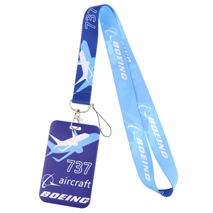  new goods airplane bo- wing 737 ID card holder case attaching neck strap ticket holder card inserting pass case IC card aircraft 