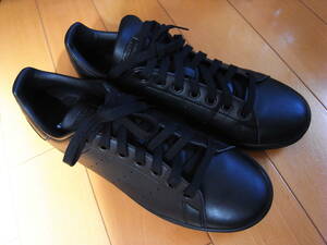 美品 US 9 / 27.0cm /adidas STAN SMITH スタンスミス 黒x黒 ブラック PRIMEGREEN