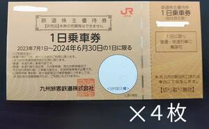 ＪＲ九州　鉄道優待券　１日乗車券　４枚