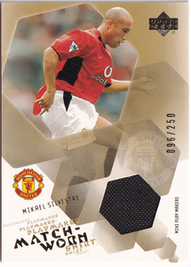 【シルベストル/Mikael Silvestre】2003 Upper Deck Manchester United Mini Playmakers MATCH WORN Shirt Jersey ジャージ 096/250