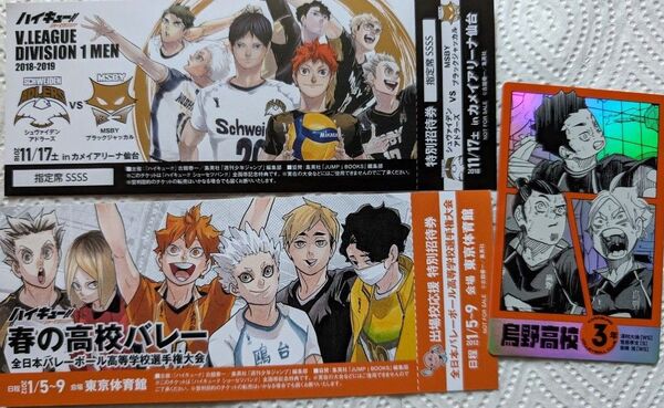 ハイキュー ショーセツバン 特典 チケット風しおり キャラクターカード 書店特典 劇場版 ゴミ捨て場の決戦 烏野高校 3年 しおり