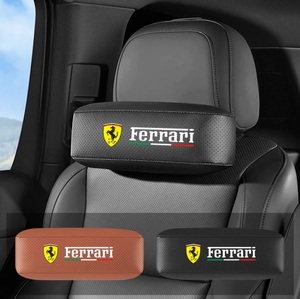 ■新品未使用　希少　日本未入荷　入手難　フェラーリ　ferrari　ヘッドレスト　ネックピロー　人工皮革　黒　2個セット