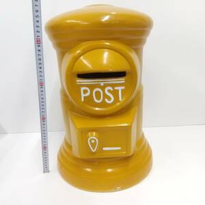 1830 特大 黄色いポスト 郵便受け オブジェ 約45cm 郵便ポスト 陶器製 インテリア 鍵付き
