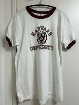 チャンピオン 80s リンガーTシャツ ハーバード大学 染込みプリント MADE IN USA サイズL_画像1