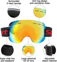 スキーゴーグル スノーボードゴーグル 冬用 広視野 球面 防曇防紫外線 大人用 収納袋付き（色：レッド）_画像2