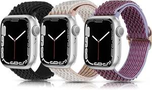 【3セット】コンパチブル Apple Watch バンドアップルウォッチ アップルウォッチ バンド (38mm/40mm/41mm，ブラック+ブルー+グレー)