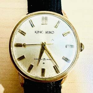 【SEIKO】KING SEIKO キングセイコー ファーストモデル 25石 ゴールドカラー 盾メダル 手巻 稼働品 中古品