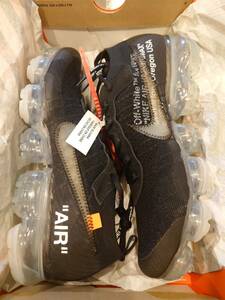 新品 OFF-WHITE × NIKE THE 10 : AIR VAPORMAX FK BLACK/CLEAR-TOTAL ORANGE AA3831-002 UK8.5/27.5cm