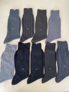 １円～BURBERRYS/バーバリー【新品】紳士靴下フリーサイズ9足組ホースマーク刺繍グレー系
