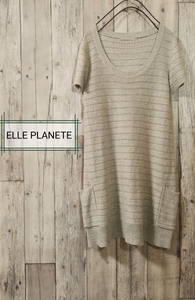 #レディース(トップス)【ELLE PLANETE】☆エルプラネット☆薄手セーター☆半袖チュニック☆表記サイズ(40)L相当☆イトキン☆送料無料☆n-12