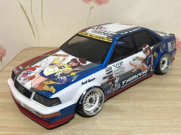 送料無料　1/10 タミヤ アウディ クアトロ V8 ツーリング プラモのモ子ちゃん 痛車 LED付き ラジコンボディ TAMIYA AUDI QUATTRO TOURING