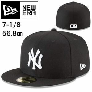 ニューエラ キャップ 帽子 59FIFTY 5950シリーズ フラットバイザー ヤンキース ブラック×ホワイト 7-1/8(56.8cm) MLB NEWERA 59FIFTY 新品の画像1