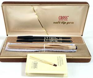 【美品】 CROSS クロス 旧ロゴ ソフトチップペン14金張り ボールペン ヴィンテージ 黒純正リフィル付