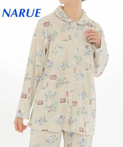 新品62369　NARUE ナルエー　綿100％　ベージュ　スムースロンドンシャツパジャマ　長袖ルームウエア レディース