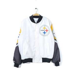 【送料無料】90s チョークライン NFL ピッツバーグスティーラーズ USA製 ヴィンテージ ナイロンジャケット CHALK LINE XL 古着 @DZ0513