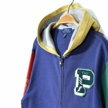 【送料無料】ラルフローレン フルジップ マルチカラー スウェットパーカー ワッペン ステンシル POLO RALPH LAUREN サイズM 古着 @CG0403_画像3