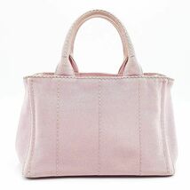 プラダ PRADA ハンドバッグ トートバッグ ミニバッグ 鞄 1BG439 カナパ ロゴ キャンバス 三角プレート ピンク系 レディース 03-24020103-O_画像2