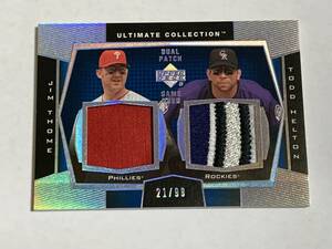 TODD HELTON JIM THOME 2003 UD UPPER DECK ULTIMATE COLLECTION DUAL JERSEY PATCH /99 ROCKIES PHILLIES