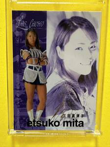 三田英津子　銀箔押しプリントサインカード　女子プロレス　collecara 2000 Future Bee