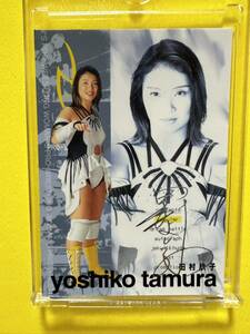 田村欣子　銀箔押しプリントサインカード　女子プロレス　collecara 2000 Future Bee