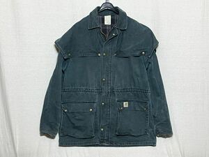 【80s Carhartt】カーハート ダック素材 カバーオール チョアコート ワークジャケット サイズM グリーン CW043 ヴィンテージ vintage