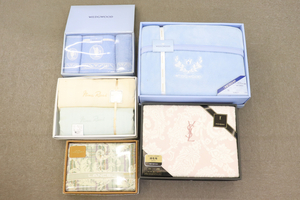 【未使用 まとめ5点品】 WEDGWOOD / NINA RICH / YVESSAINTLAURENT / LANCEL 毛布 / タオル 005BRABG50